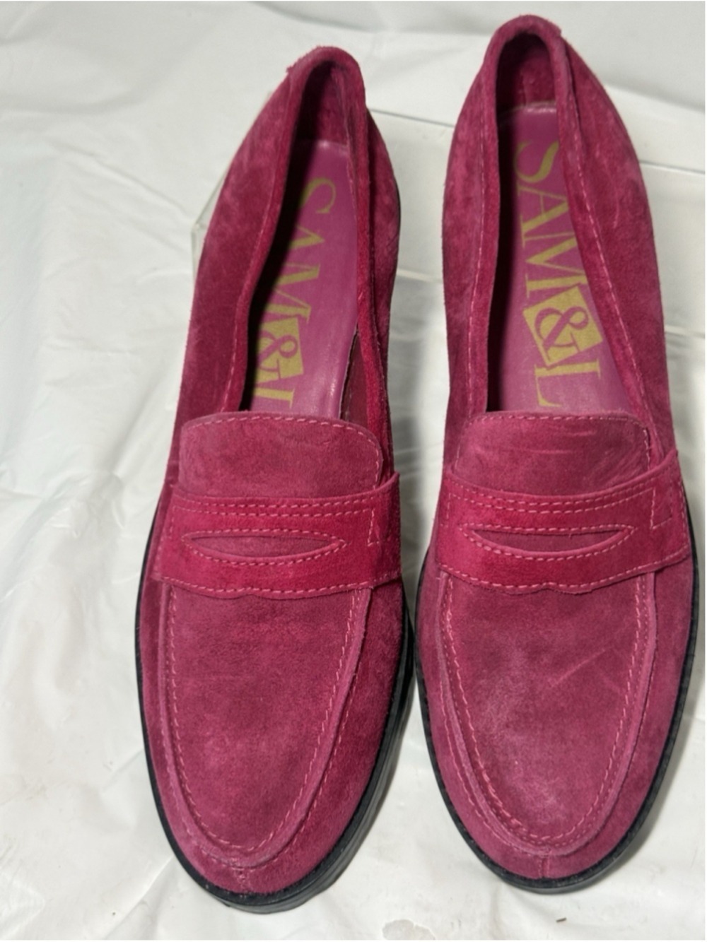 Sam & Libby Shoes Vibrant Pink Slip On Driving Loafers Size 8.5 B Suede